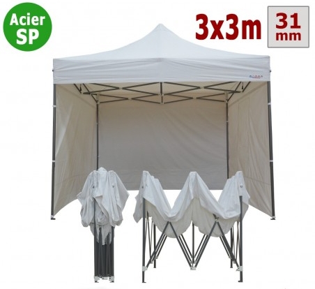 barnum acier semi pro 3mx3m blanc avec pack 4 cotes e1624631770463 - Tente Vitabri